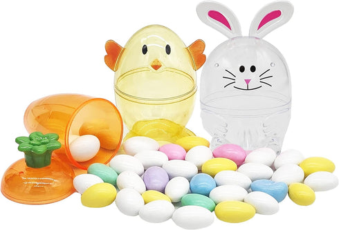 6-Pack The Dreidel Company Fillable Easter Carrots, Bunny, and Chick Containers, Perfect Characters for Easter Egg