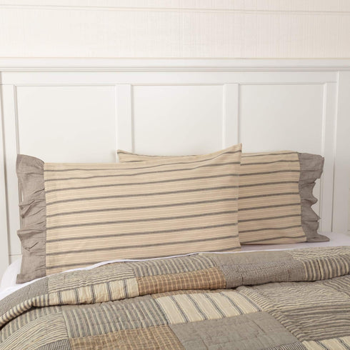 VHC Brands Sawyer Mill Tan Pillow Case Set – Standard Pillowcase Set of 2, 21x30, Dark Creme White.
