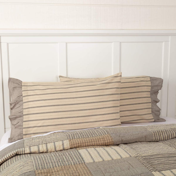 VHC Brands Sawyer Mill Tan Pillow Case Set – Standard Pillowcase Set of 2, 21x30, Dark Creme White.