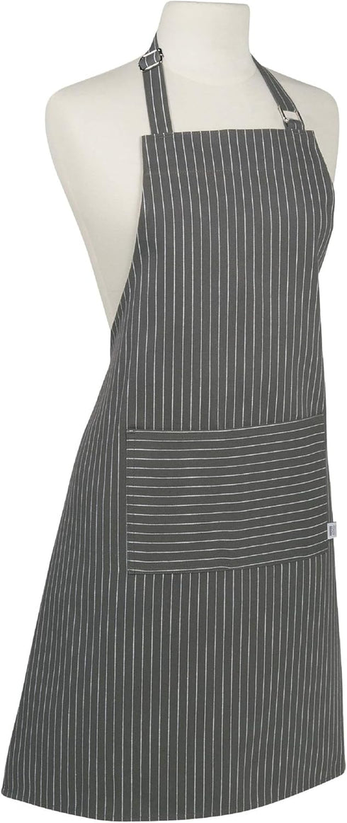 Now Designs Basic Cotton Kitchen Chef's Apron, Pinstripe Granite