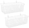 2 Sets Extra Large White Metal Hanging Wall Baskets with Steel Hooks for Organizing Storage