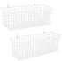 2 Sets Extra Large White Metal Hanging Wall Baskets with Steel Hooks for Organizing Storage