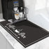Coffee Mat, Absorbent Dish Drying Mat for Kitchen Counter, Fashionable Coffee Bar Accessories, 12"x 20" Black