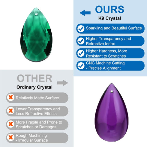 K9 10 Pack 38mm PATIKIL Crystal Pendants Teardrop Beads, Chandelier Prisms Parts Hanging Beads DIY Lamp for Arts Crafts