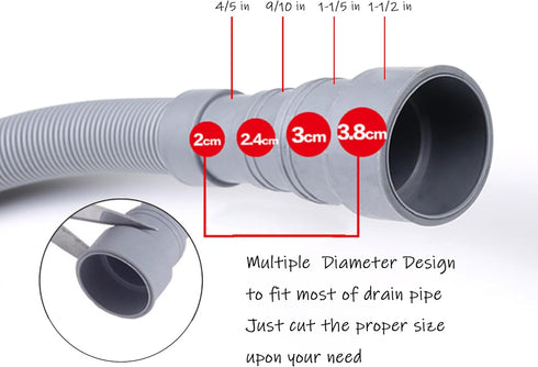HLMOptimo 6 Feet Flexible Dishwasher Drain Hose Extension Kits, Universal Washing Machine Drain Hose with 1 Adapter, 1