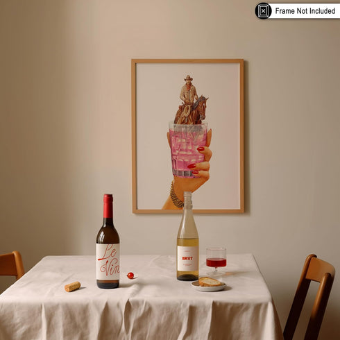 11x14 Poster Master Cocktail Print - Retro Western Cowboy Poster - Wild West Collage Art - Kitchen Wall Design