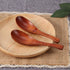 AKOAK Wooden Soup Spoon, Short Handle Kitchen Spoon for Home Cooking and Serving Ice Dessert