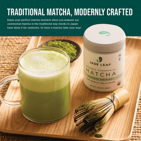 Jade Leaf Matcha Traditional Bamboo Whisk (Chasen) + Scoop (Chashaku) - Tea Set for Matcha Green Tea Powder Preparation