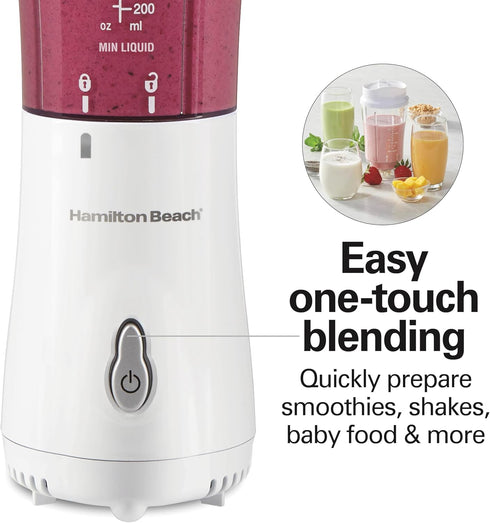 Hamilton Beach Portable Blender for Shakes and Smoothies, 14 Oz BPA Free Travel Cup, 2 Jars, White (51102V)