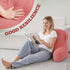 Unisakey Portable Comfy Reading Pillows for Bed Sitting Up(Dark Pink Oeko-Tex), Velvet Back Pillow with Arms & Pockets
