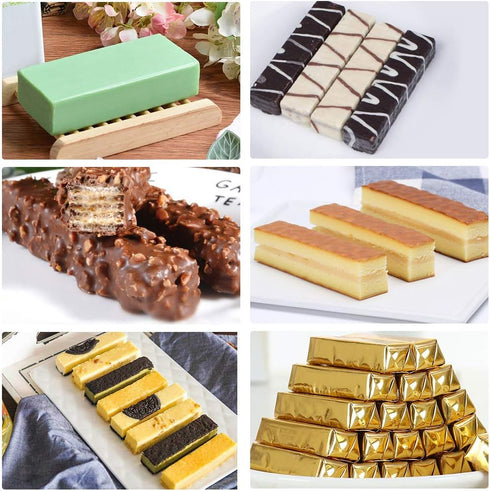 Palksky (2 Pcs) 8 Cavity Rectangle Granola Bar Silicone Mold - Nutrition/Cereal Bar Molds for Chocolate Truffles,