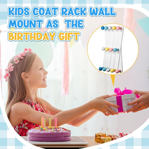 Suzile Expandable Kids Coat Rack, Cute Wooden Hanger for Toddler, Rainbow Accordion Wall Mount for Backpack