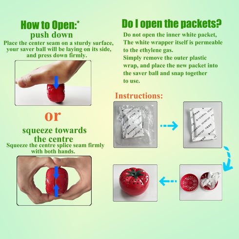 Produce Freshness Preserver Saver Kit, Keep Fruits and Vegetables Fresh Longer, Ethylene Gas Absorber (2 Pack)