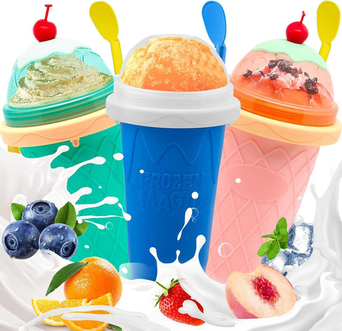 FANS-ONE Slushie Cup, 3 Pack Frozen Magic Slushy Cup, Reusable Slushy Maker
