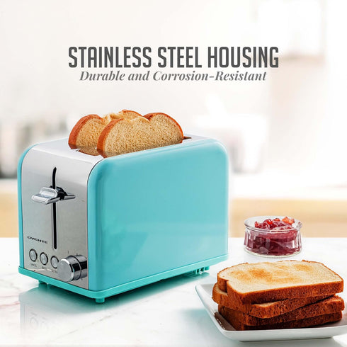 OVENTE 2 Slice Toaster, Extra Wide Slot with 6 Toast Settings, Compact Stainless Steel Countertop Toaster