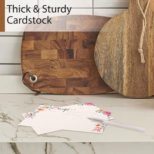 LotFancy Recipe Cards, 4x6 Inch, 60 Count, Double Sided Blank Cardstock, Floral Index Cards