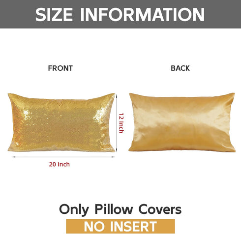 Poise3EHome 12x20inches Sequin Pillow Covers, Satin Decorative Pillow Cases for Throw Pillows, Christmas (Gold, 1PCS)