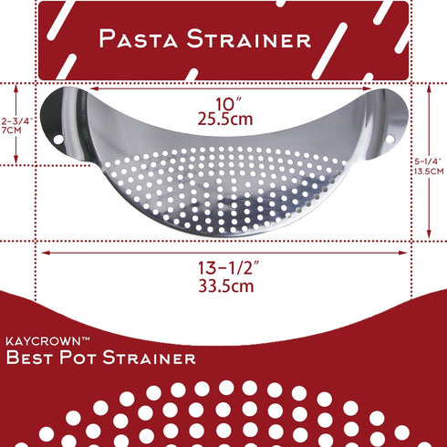 Best Utensils Premium Stainless Steel Pasta Strainer, Fits All Pots Up To 10 Inches