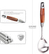 Large Serving Spoons - 304 Stainless Steel Cooking Spoon with Heat Resistant Wooden Handle, Silver, 12.4 Inch