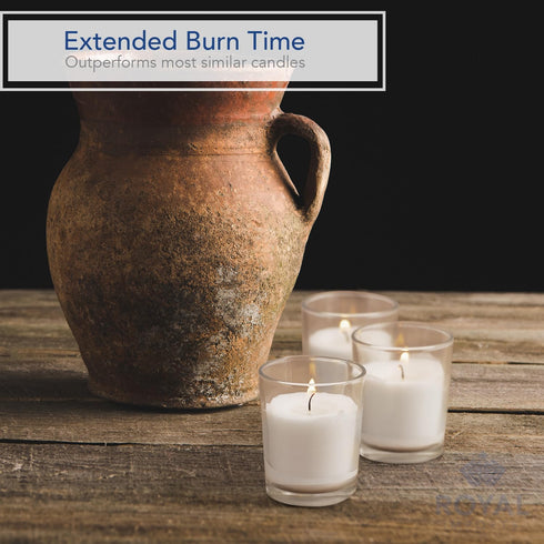 Royal Imports 24 Pack Unscented Clear Glass Votive Candles, 12 Hour Burn Time for Home & Party