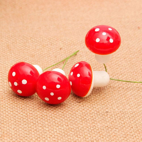 BESTOYARD 12PCS Mini Foam Mushroom Figurines for Garden Ornament, Bonsai Micro Landscape Decor, Red