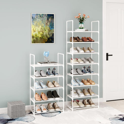 TAUEHR 6-8 Closet (3-Tier, Small Stackable Shoe Rack,Narrow Kids Shoe Stand,Metal Shoe Storage Shelf for Pairs ofShoes