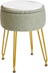 IBUYKE Teddy Velvet Storage Footrest Stool Ottoman, Makeup Vanity Stool Side Table