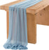 Ling's Moment 14Ft Dusty Blue Sheer Chiffon Table Runner with Silver Sparkle for Rustic Boho Wedding Party Decorations