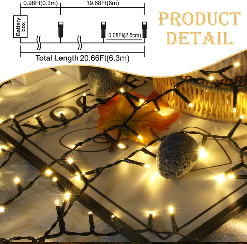 AWQ 2 Pack 10.8FT 120LED 8 (120) Christmas Fairy Lights, Twinkle Light Battery Operated with Modes, Timer & Memory