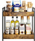 Countertop 2 Counter KLM Coffee Station Organizer, Tier Wooden Shelf for Coffee Bar Accessories, Condiment Storage