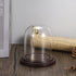 JUXYES Clear Watch Glass Display Dome Cloche With Hook, Dome Cloche with Hook with Wooden Base, Transparent Dome Cloche