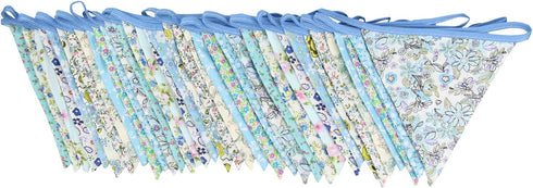 10M Triangle Bunting Banner, 36 Pcs Cotton Flags for Birthday Party, Wedding, Baby Shower, Blue