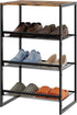 4 Closet 4 Closet Garden you Shoe Rack for Narrow Tiers, Small Shoe Rack with Brown Wooden Tabletop, Adjustable Metal
