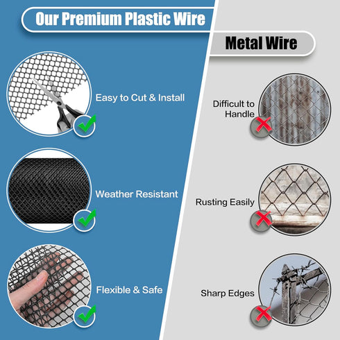 DBHXXMB-HH 15.7in 50ft Plastic Pet & Garden Fence - Black X Roll Multi-Use Decorative Chicken Wire Fencing for Poultry