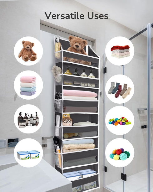 ULG Over The Door Organizer with 6 Large Pockets, 12 Side Pockets, 50lbs Capacity for Bedroom, Bathroom, Pantry