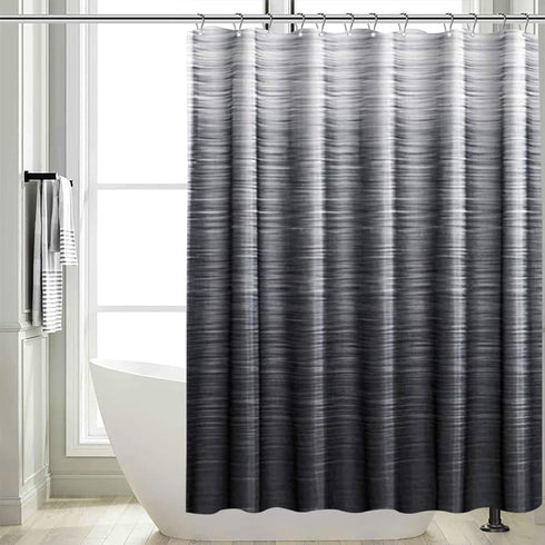 SPXUBZ Black Grey Shower Curtain Set for Bathroom, 72x72 inch Ombre Decor with 12 Hooks, Waterproof