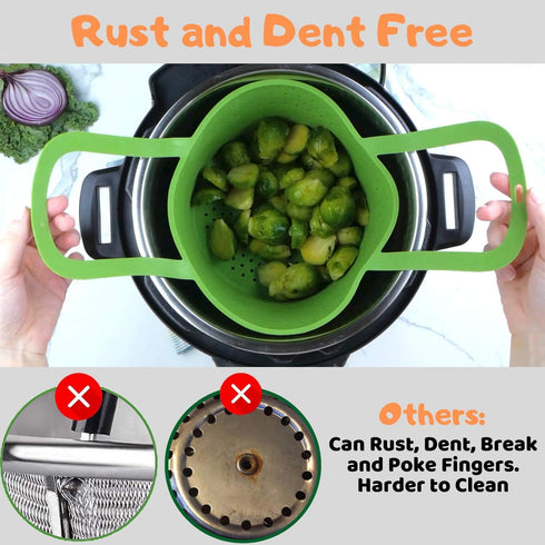 Silicone Steamer Basket, Foldable, Space-Saving, Fits 6, 8 Qt Instant Pot and Similar-Sized Pressure Cookers Accessories