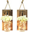Greenco GRC2859 Rustic Wall Hung Mason Jar Sconce with Faux Flower and LED Strip Lights