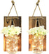Greenco GRC2859 Rustic Wall Hung Mason Jar Sconce with Faux Flower and LED Strip Lights