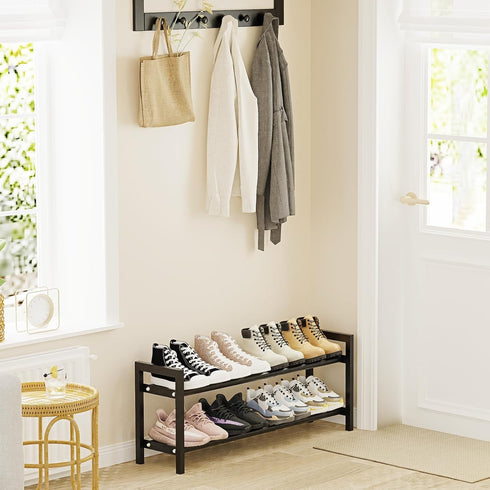 2-Tier Closet, Mavivegue Expandable Shoe Rack, Adjustable Shoe Organizer, Shoe Shelf for Entryway, Front Door