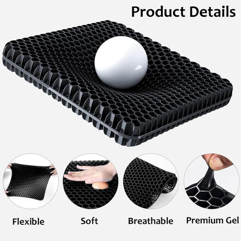 Helishy Egg Gel Seat Cushion, Breathable Gel Cushion Chair Pads with Non-Slip Cover for Home Office Car Wheelchair