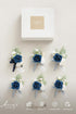 Ling's Moment 6pcs Boutonniere for Men, Artificial Flowers for Wedding Decor/Prom/Homecoming, Navy Blue