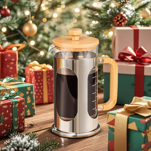 34 oz, 8 1000ml Sivaphe No-Plastic French Press Coffee Maker Borosilicate Glass Bamboo Lid and Handle Coffee Tea Press