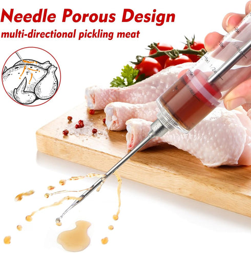 Meat Injector, TGE-V 1-oz Plastic BBQ Marinade Injector Kit with Stainless Steel Needles and Cleaning Brush