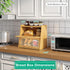 kiplant Counter, Large Bamboo Bread Box, Double Layer Bread Box for Kitchen Bamboo Bread Storage Container with Wavy