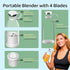 Mini Blender for Smoothies and Milkshakes, Portable Rechargeable Personal Size Blender, 11 oz with 4 Blades (White)