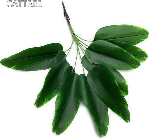 CATTREE 33 inch Tall Artificial Banana Tree, 9 Branches with Brown Leaves, UV Resistant Plastic for Indoor or Outdoor