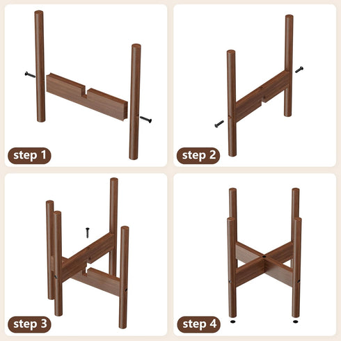 12 Inch ALIGADO Bamboo Plant Stand Indoor, for Up to Pots, Built to Fit Corners, Sturdy & Stable Design, Walnut Finish