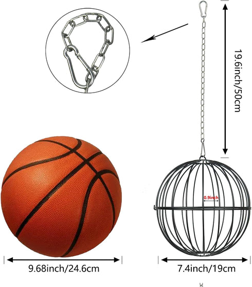 PAMGFCE 7.4 Inch Accessories.2pcs Hanging Chicken Feeder, Metal Large Chicken Ball Cage,Hen Food Rack, Chicken Feeding