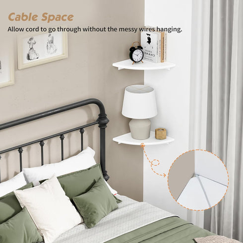 Set 4, Forbena White Corner Floating Shelves for Wall of Rounded Corner Shelves Wall Mounted for Kids Bedroom Books